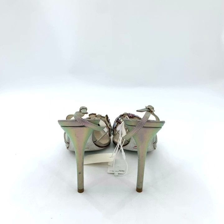 Rene Caovilla Rene Caovilla Silver Diamond Pointed Stiletto Heels Size US 4.5 / IT 34.5 - 4 Thumbnail
