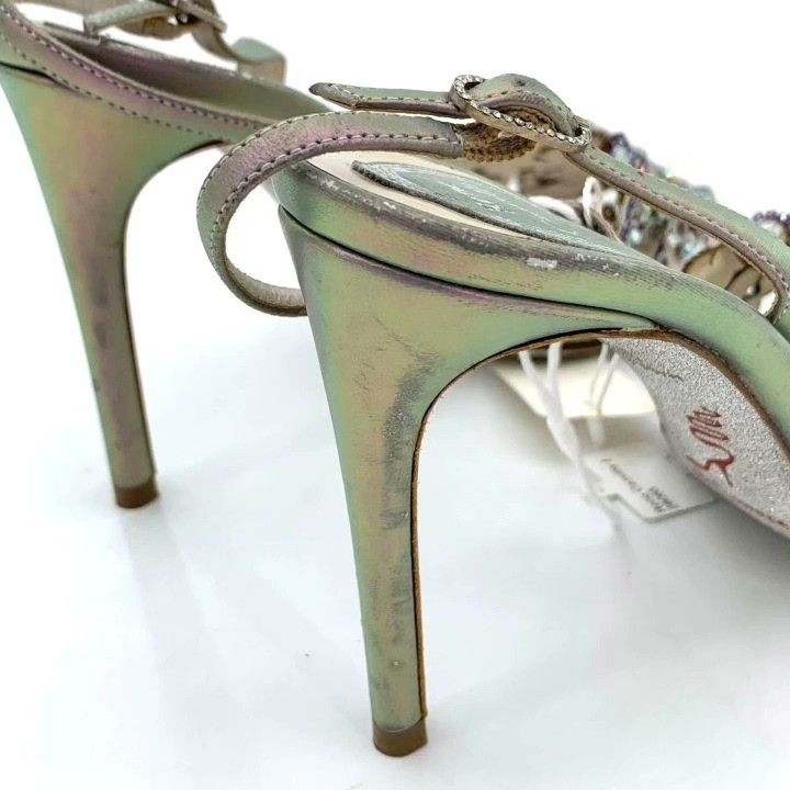 Rene Caovilla Rene Caovilla Silver Diamond Pointed Stiletto Heels Size US 4.5 / IT 34.5 - 8 Thumbnail