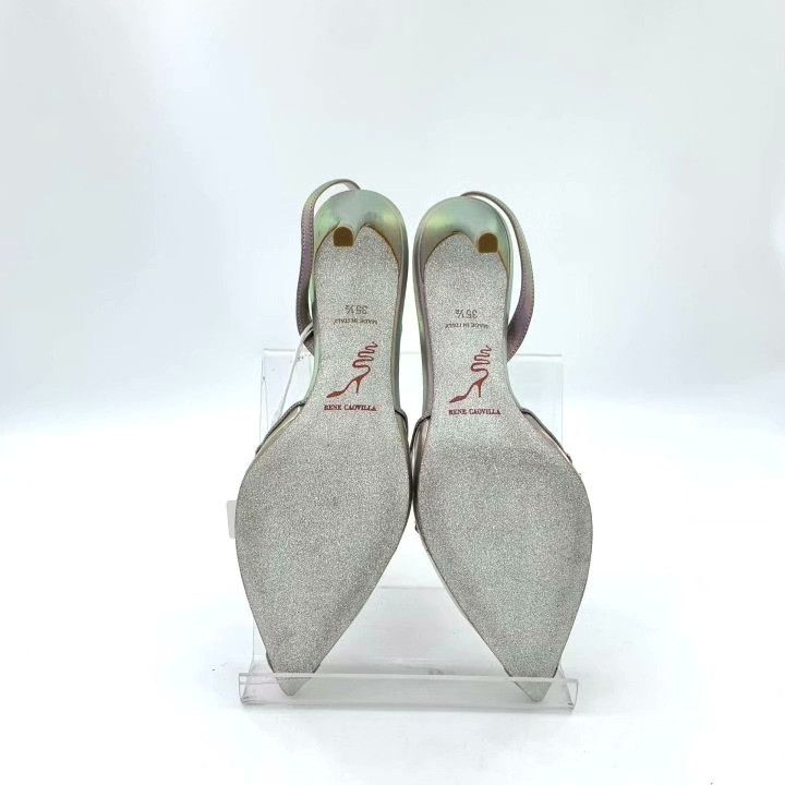 Rene Caovilla Rene Caovilla Silver Diamond Pointed Stiletto Heels Size US 4.5 / IT 34.5 - 5 Thumbnail