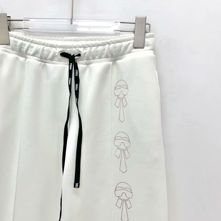 Fendi Fendi White Karl Lagerfeld Print Wide-Leg Pants Size 38" / US 16 / IT 52 - 3 Thumbnail