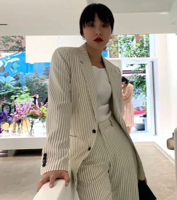 Celine Celine 23 Beige Striped Wool Suit Jacket Size XS / US 0-2 / IT 36-38 - 8 Thumbnail