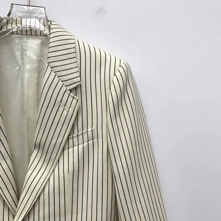Celine Celine 23 Beige Striped Wool Suit Jacket Size XS / US 0-2 / IT 36-38 - 3 Thumbnail