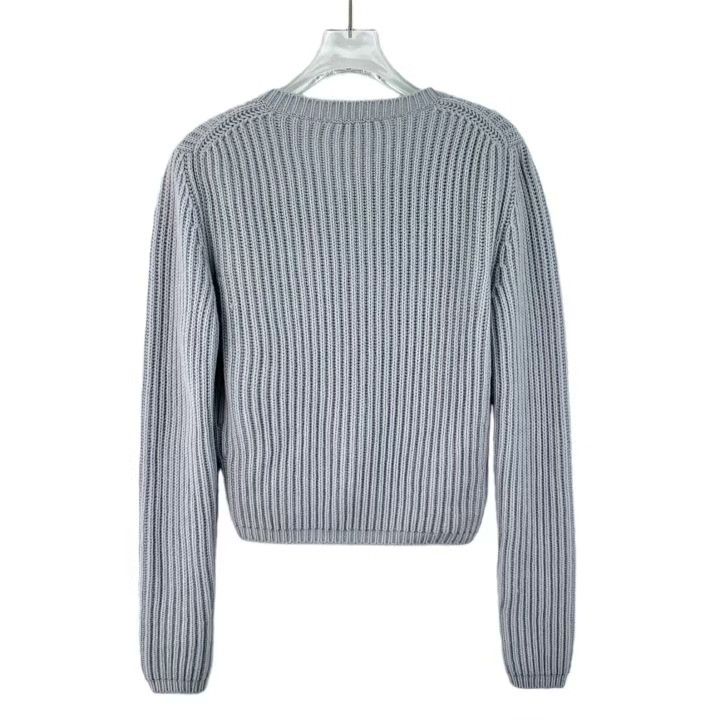 Miu Miu Miu Miu Blue-Gray Diamond Knit Cardigan Size S / US 4 / IT 40 - 2 Thumbnail