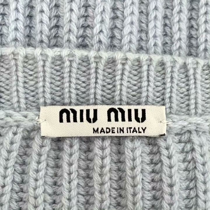 Miu Miu Miu Miu Blue-Gray Diamond Knit Cardigan Size S / US 4 / IT 40 - 5 Thumbnail