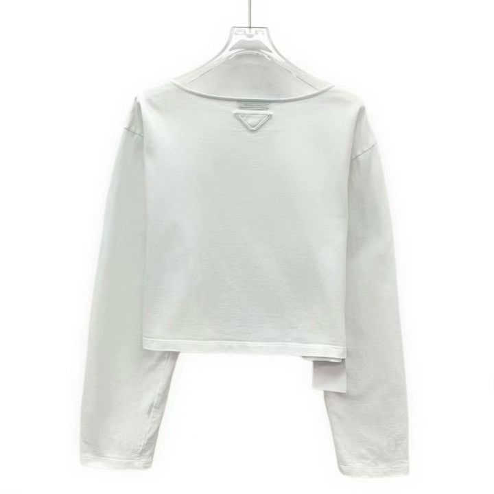Prada Prada 23 White Logo Embossed Cotton T-shirt Size S / US 4 / IT 40 - 2 Thumbnail