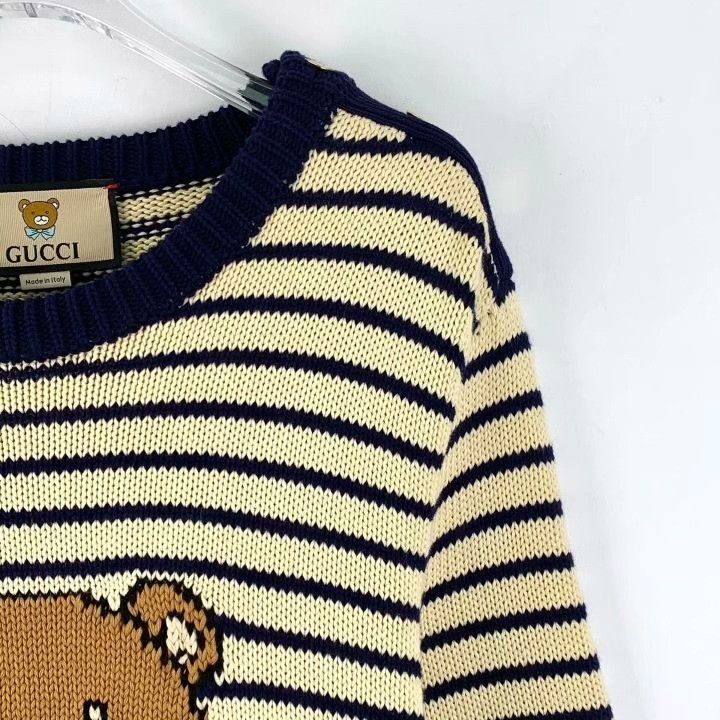 Gucci Gucci Bear Intarsia Color Block Stripe Sweater Size S / US 4 / IT 40 - 3 Thumbnail
