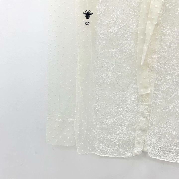 Dior Dior White Bee Embroidery Silk Shirt Size S / US 4 / IT 40 - 4 Thumbnail