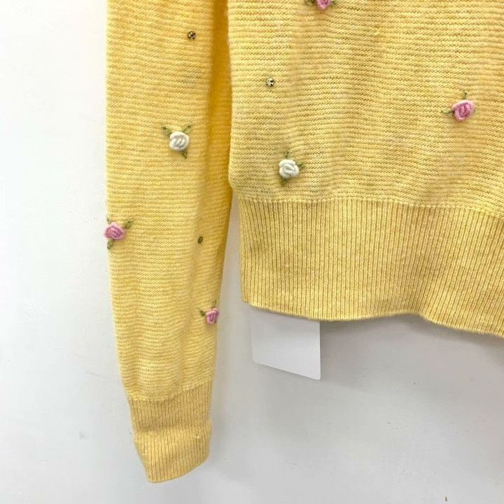 Miu Miu Miu Miu Yellow Diamond-Embroidered Wool Sweater Size S / US 4 / IT 40 - 4 Thumbnail