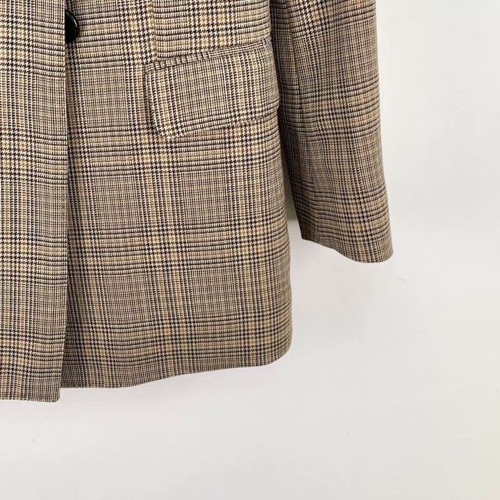 Celine Celine Brown Plaid Wool Blazer Size XXS / US 00 / IT 34 - 4 Thumbnail