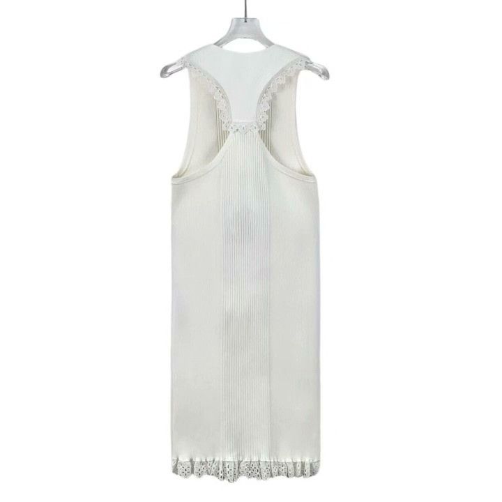 Louis Vuitton Louis Vuitton White Lace Sleeveless Knit Dress Size L / US 10 / IT 46 - 2 Thumbnail