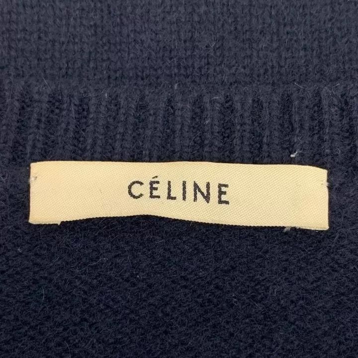 Celine Celine Navy Triomphe Embroidery Cashmere Sweater Size S / US 4 / IT 40 - 6 Thumbnail