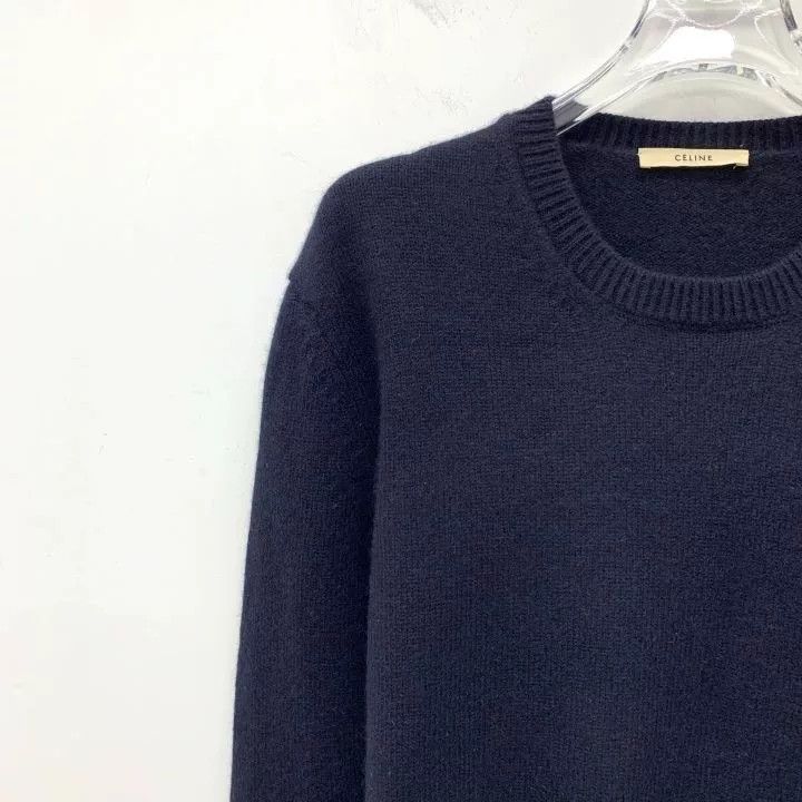 Celine Celine Navy Triomphe Embroidery Cashmere Sweater Size S / US 4 / IT 40 - 3 Thumbnail