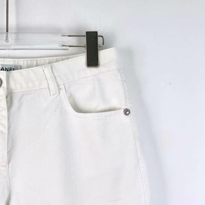 Chanel Chanel White Sequin Cotton Capri Pants Size 38" / US 16 / IT 52 - 3 Thumbnail