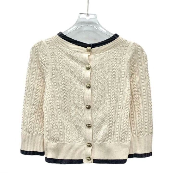 Chanel Chanel Beige Jacquard Cotton Crewneck Sweater Size S / US 4 / IT 40 - 2 Thumbnail