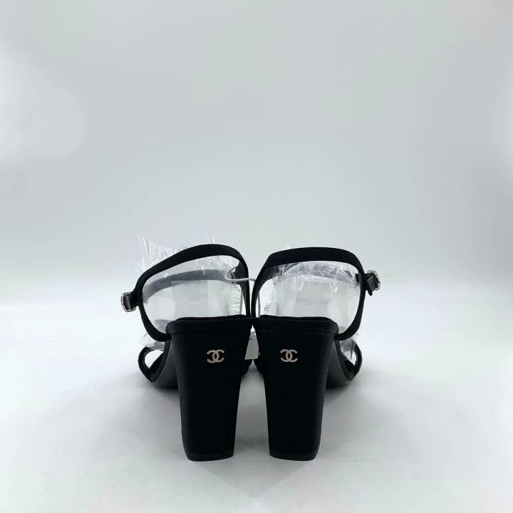 Chanel Chanel Bow Rhinestone Block Heel Sandals Size US 7.5 / IT 37.5 - 4 Thumbnail