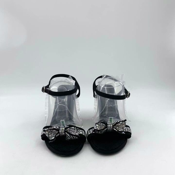 Chanel Chanel Bow Rhinestone Block Heel Sandals Size US 7.5 / IT 37.5 - 3 Thumbnail