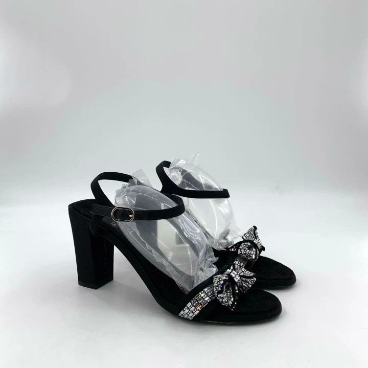 Chanel Chanel Bow Rhinestone Block Heel Sandals Size US 7.5 / IT 37.5 - 2 Thumbnail