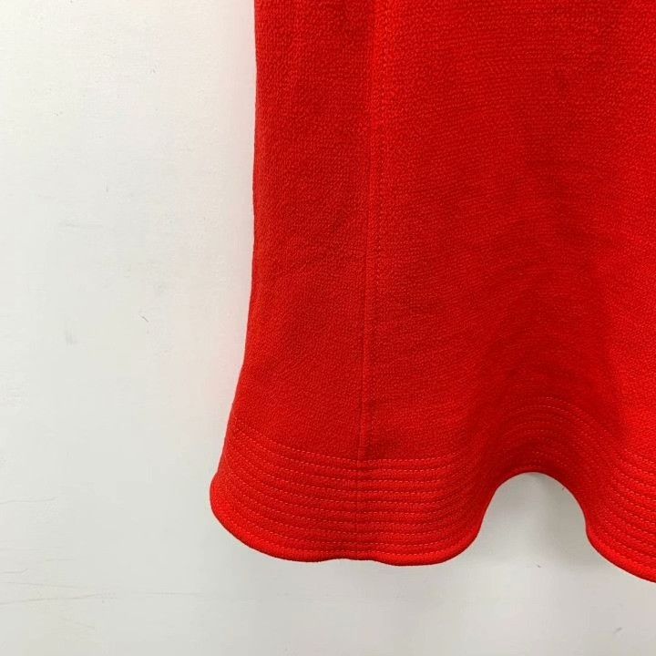Dior Dior Red Ruffled Hem Wool V-Neck Dress Size S / US 4 / IT 40 - 4 Thumbnail