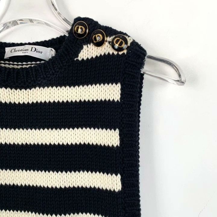 Dior Christian Dior Black Striped Cotton Sleeveless Vest Size XXS / US 00 / IT 34 - 3 Thumbnail