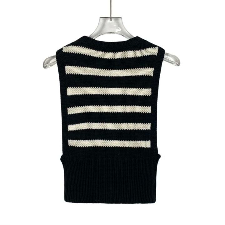Dior Christian Dior Black Striped Cotton Sleeveless Vest Size XXS / US 00 / IT 34 - 2 Thumbnail