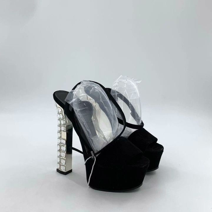 Gucci Gucci Black Diamond-Embellished Block Heel Size US 4 / IT 34 - 2 Thumbnail