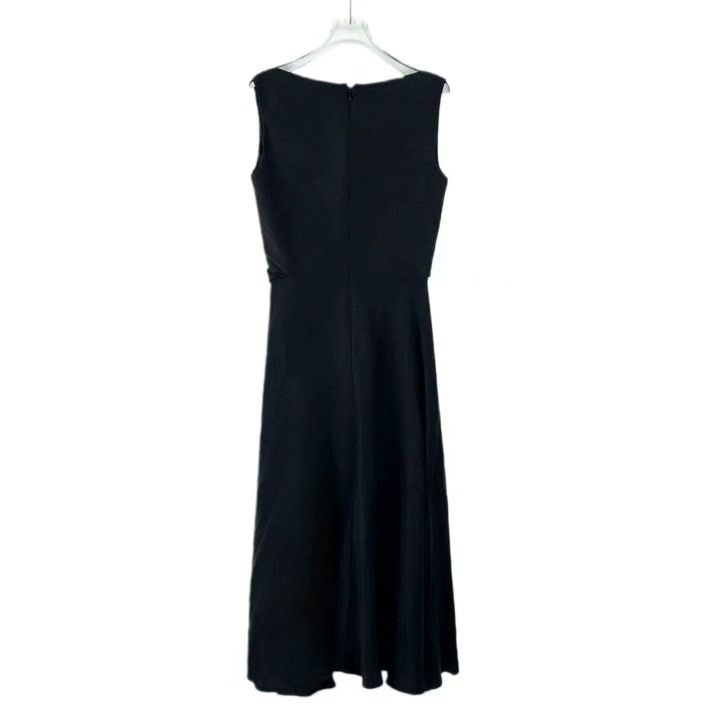 Dior Dior Black V-neck Pleated Silk Sleeveless Dress Size S / US 4 / IT 40 - 2 Thumbnail