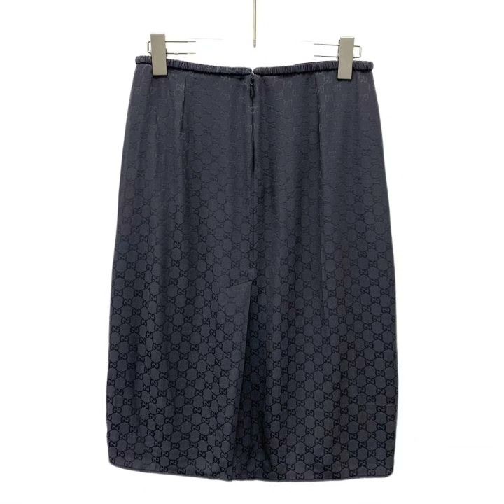 Gucci Gucci Black Logo Pattern Back Slit Skirt Size 38" / US 16 / IT 52 - 2 Thumbnail
