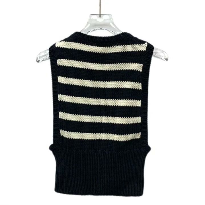 Dior Christian Dior Black Striped Cotton Sleeveless Tank Size XXS / US 00 / IT 34 - 2 Thumbnail