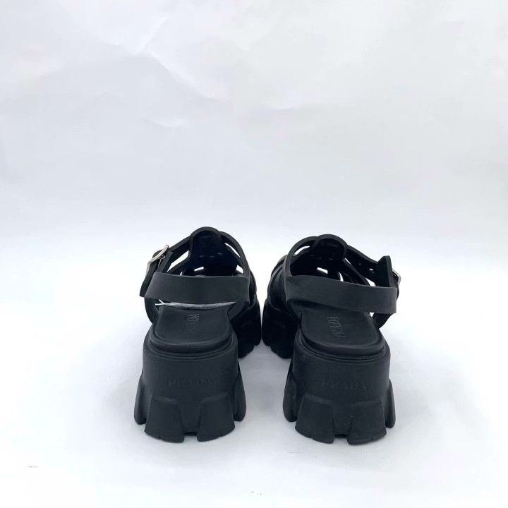 Prada Prada Monolith Black Platform Slingback Sandals Size US 7 / IT 37 - 4 Thumbnail