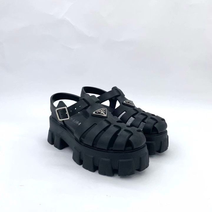 Prada Prada Monolith Black Platform Slingback Sandals Size US 7 / IT 37 - 2 Thumbnail