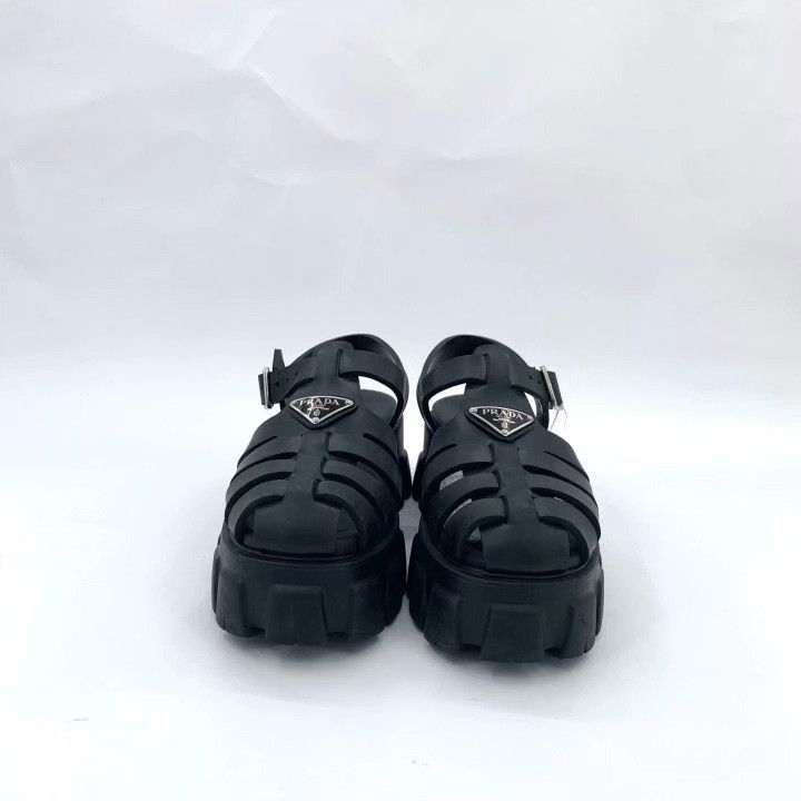 Prada Prada Monolith Black Platform Slingback Sandals Size US 7 / IT 37 - 3 Thumbnail