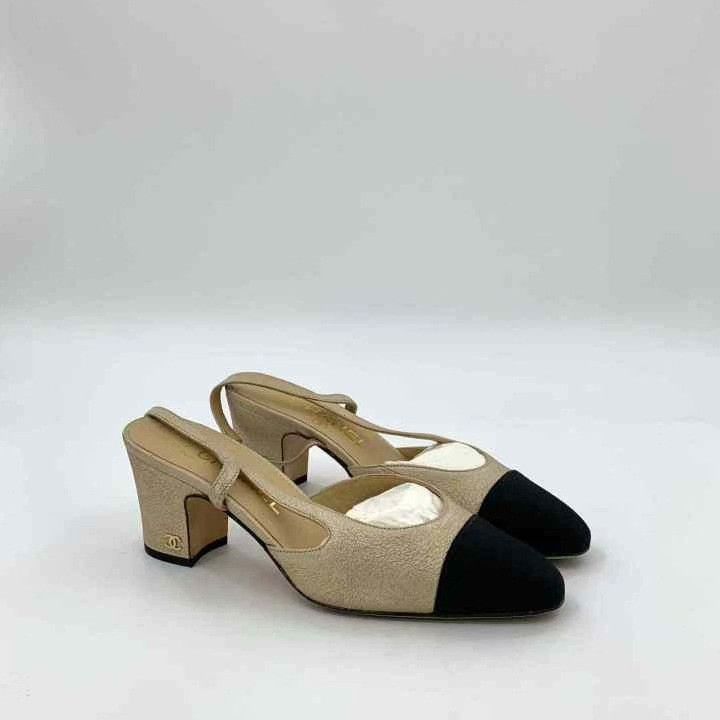 Chanel Chanel Slingback Block Heel Shoes Size US 4.5 / IT 34.5 - 2 Thumbnail