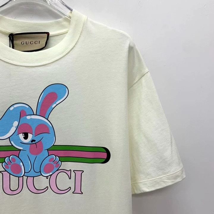 Gucci Gucci White Rabbit Print Cotton T-shirt Size S / US 4 / IT 40 - 3 Thumbnail