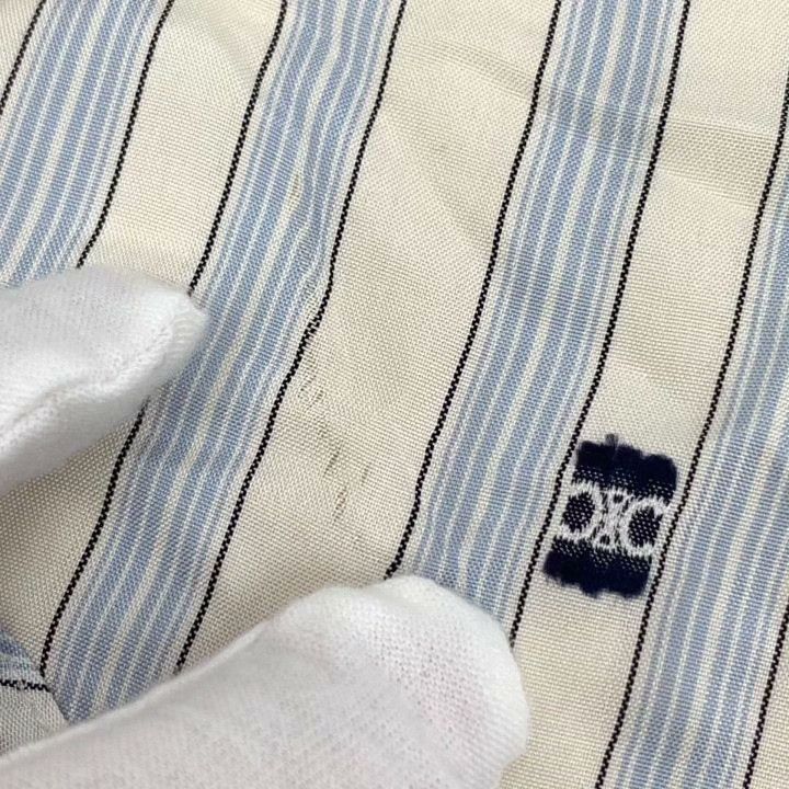 Celine Celine Striped Silk Tie-Neck Shirt Size S / US 4 / IT 40 - 9 Thumbnail