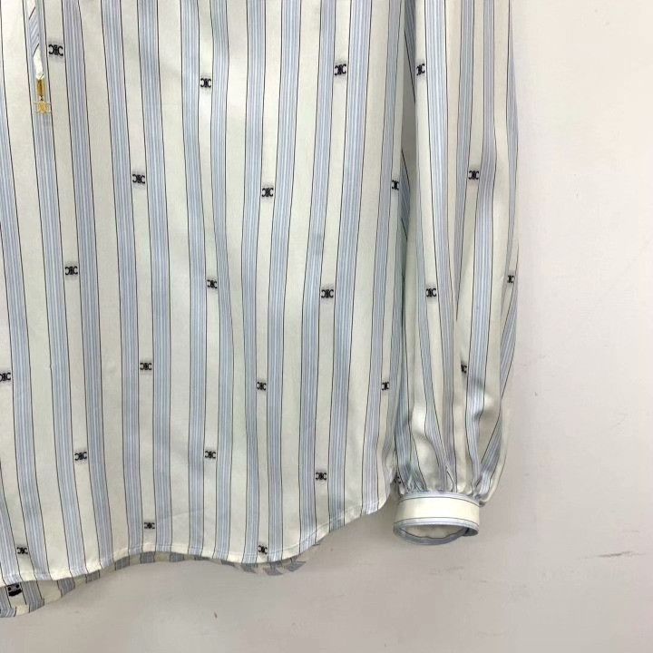 Celine Celine Striped Silk Tie-Neck Shirt Size S / US 4 / IT 40 - 4 Thumbnail