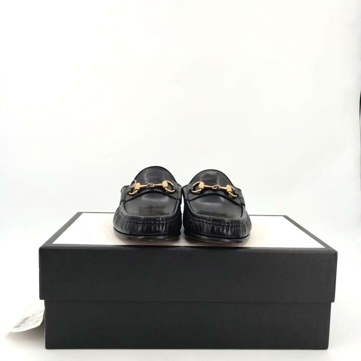 Gucci Gucci Leather Horsebit Round-Toe Slides Size US 6 / IT 36 - 9 Thumbnail