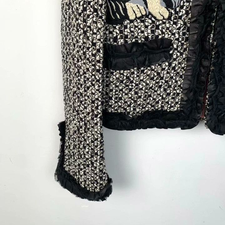 Gucci Gucci Black Puppy Embroidered Tweed Jacket Size XS / US 0-2 / IT 36-38 - 4 Thumbnail