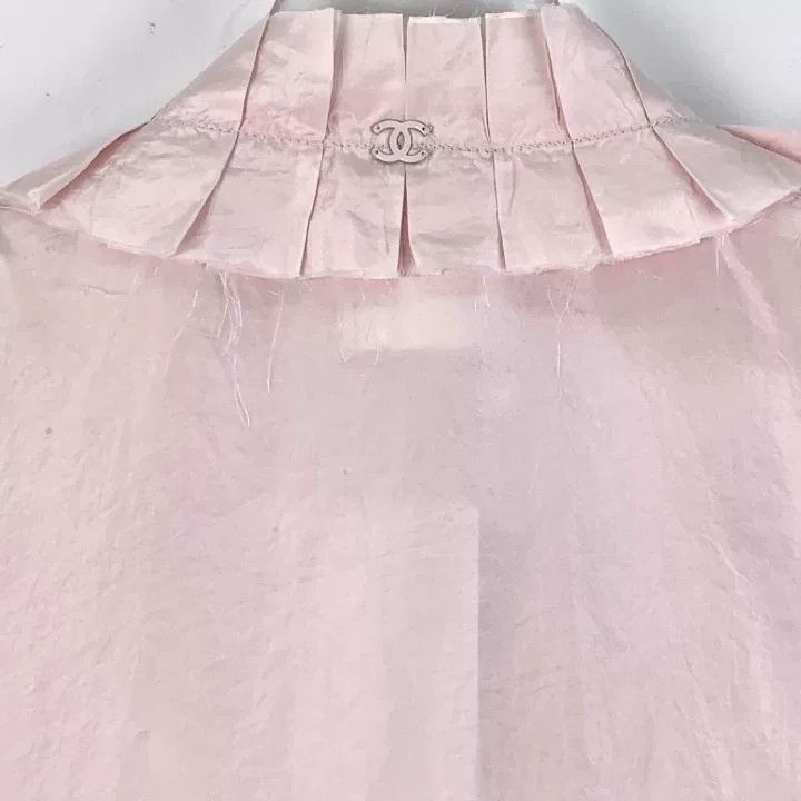 Chanel Chanel Pink Silk Ruffle Sleeveless Blouse Size S / US 4 / IT 40 - 5 Thumbnail