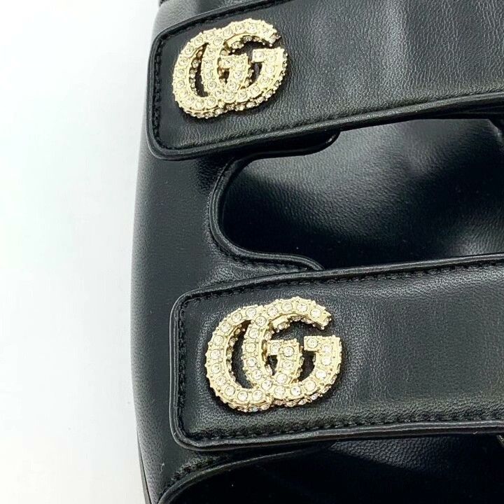 Gucci Gucci Black Double G Diamond Slide Sandals Size US 6 / IT 36 - 6 Thumbnail