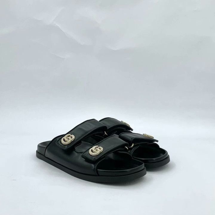 Gucci Gucci Black Double G Diamond Slide Sandals Size US 6 / IT 36 - 2 Thumbnail