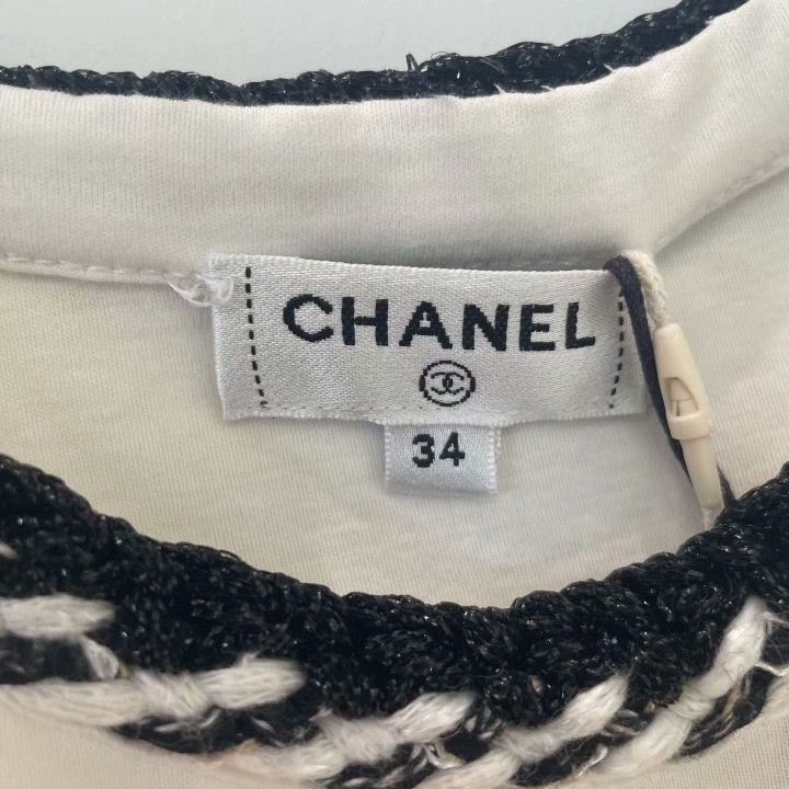 Chanel Chanel White Embroidered Cotton Short-Sleeve T-Shirt Size XXS / US 00 / IT 34 - 6 Thumbnail