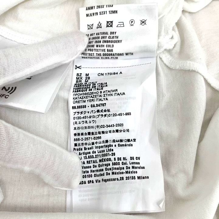 Miu Miu Miu Miu 22 White Logo Crystal Cotton Top Size M / US 6-8 / IT 42-44 - 6 Thumbnail