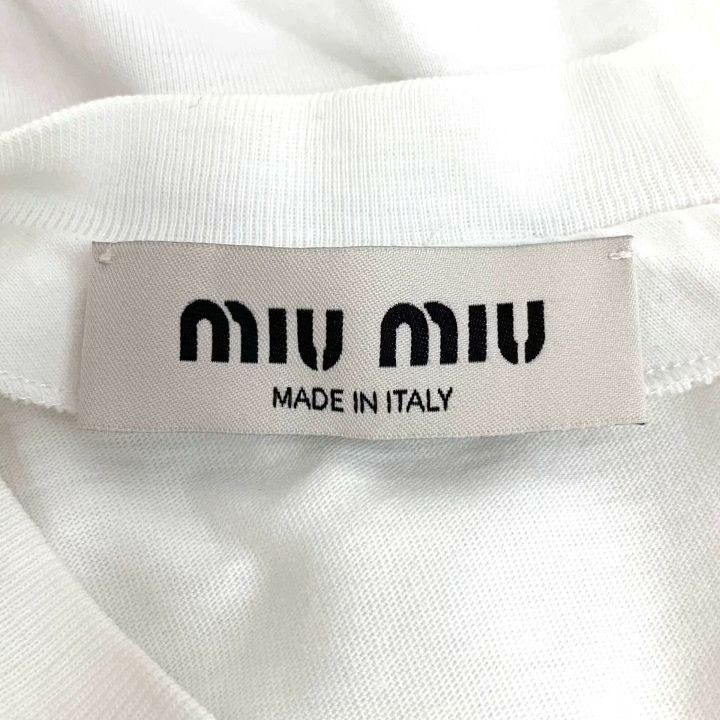 Miu Miu Miu Miu 22 White Logo Crystal Cotton Top Size M / US 6-8 / IT 42-44 - 5 Thumbnail