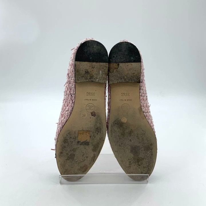Chanel Chanel 35.5 Pink Bow Tweed Flat Shoes Size US 4.5 / IT 34.5 - 5 Thumbnail