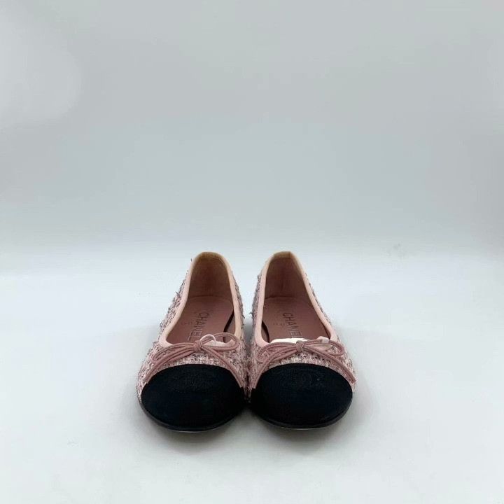 Chanel Chanel 35.5 Pink Bow Tweed Flat Shoes Size US 4.5 / IT 34.5 - 3 Thumbnail