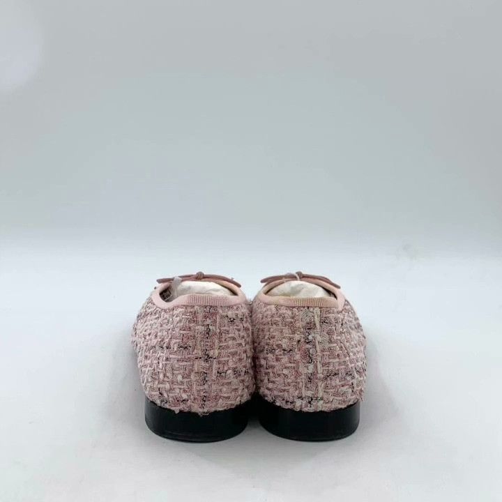 Chanel Chanel 35.5 Pink Bow Tweed Flat Shoes Size US 4.5 / IT 34.5 - 4 Thumbnail