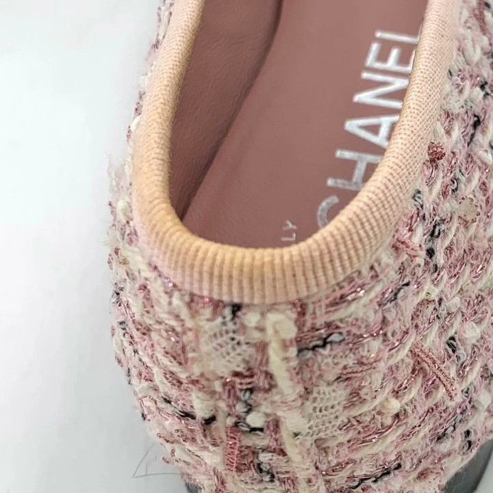 Chanel Chanel 35.5 Pink Bow Tweed Flat Shoes Size US 4.5 / IT 34.5 - 9 Thumbnail