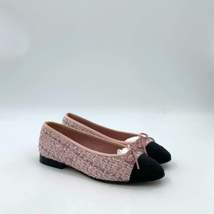 Chanel Chanel 35.5 Pink Bow Tweed Flat Shoes Size US 4.5 / IT 34.5 - 2 Thumbnail