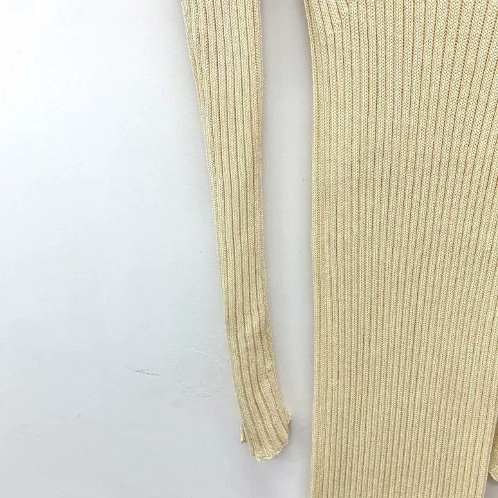 Celine Celine Yellow Cotton V-Neck Knit Dress Size M / US 6-8 / IT 42-44 - 4 Thumbnail