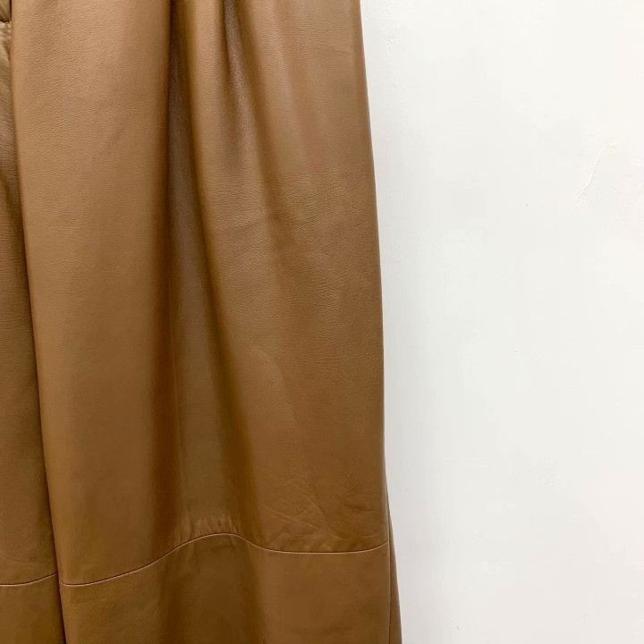 Brunello Cucinelli Brunello Cucinelli Brown Wide-Leg Leather Pants Size 38" / US 16 / IT 52 - 4 Thumbnail